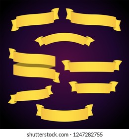 Yellow web ribbon banners set. Stock vector illustration for design