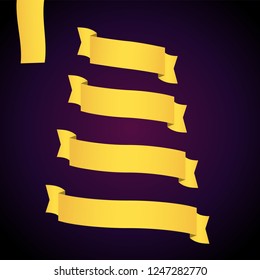 Yellow web ribbon banners set. Stock vector illustration for design