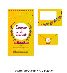  Yellow wedding card with beautiful design