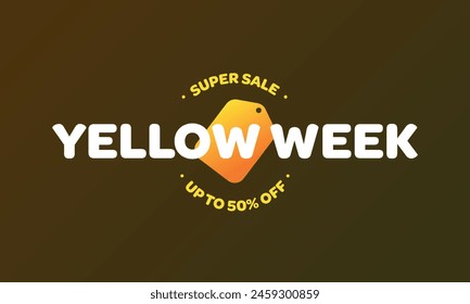 yellow week super sale banner up to 50% off
