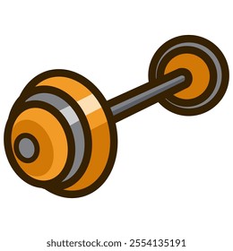 Yellow weightlifting dumbbell on white background