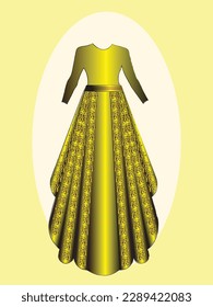 
YELLOW WESTERN BRIDE FROCK WITH GOLDEN DETAILING YELLOW BELT FROCK FOR BRIDE
