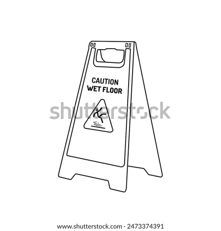 Yellow wet floor sign, wet floor warning  isolated on white background