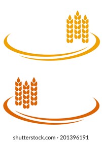 yellow wheat ears with decorative line and place for text