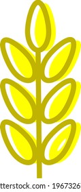 Yellow wheat, icon illustration, vector on white background