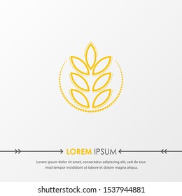Yellow wheat oat agriculture icon Logo design Template. Can be used for bread, organic, nutrition element. Vector Illustration