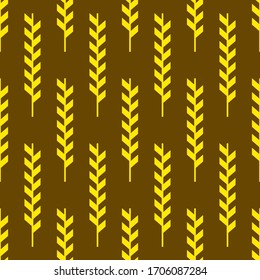 Yellow wheat on a brown background, seamless pattern, texture for design, vector