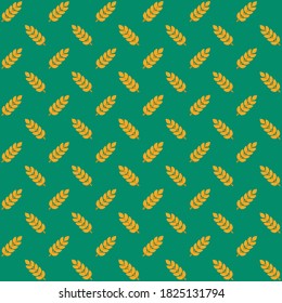 yellow wheat plant or yellow leaf with green background repeat pattern