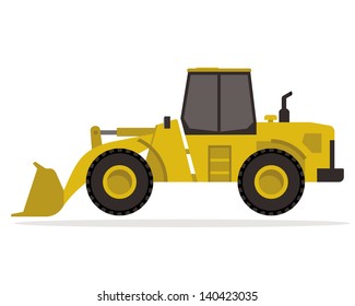 yellow wheel loader isolated on white background