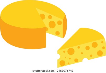 Yellow wheel round cheese block and slice