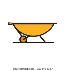 Yellow wheelbarrow stands alone isolated gardening icon design