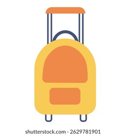Yellow wheeled suitcase icon. Vector illustration