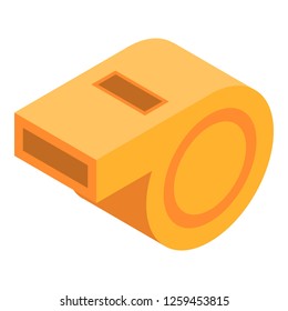 Yellow whistle icon. Isometric of yellow whistle vector icon for web design isolated on white background