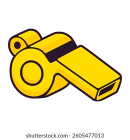 yellow whistle sport equipment flat color vector illustration template design
