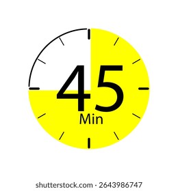 Yellow and white 45 minute timer clock graphic