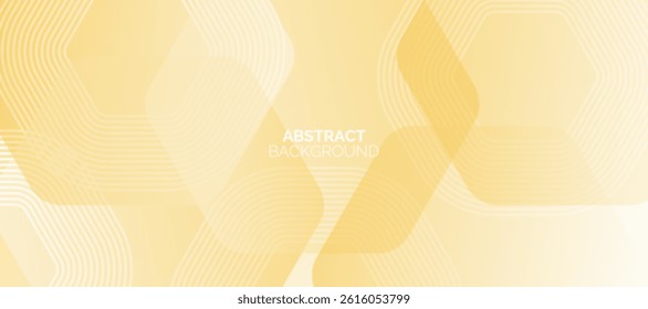 Yellow and white abstract background overlap layer on bright space with hexagons effect decoration. Modern banner with lines style. Graphic design element.