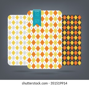 Yellow and white argyle and chevron patterns. Golf theme background. 
