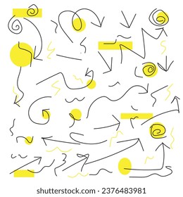 Gelbe und weiße Pfeile abstrakter Hintergrund. Universeller Trend-Halbton geometrische Formen mit hellfett gelben Elemente Zusammensetzung. Design-Elemente für Magazine, Broschüren, Plakatwände