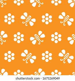 Yellow and white bees and flowers seamless repeat pattern tile, perfect for backgrounds, textures, wallpaper, surface pattern design, fabric, textiles, stationery and more.