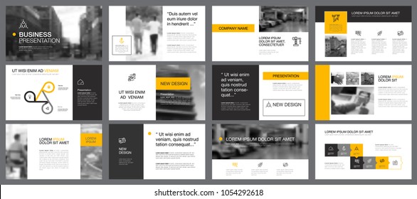 Yellow, white and black infographic design elements for presentation slide templates. Business and analysis concept can be used for corporate report, advertising, brochure layout and banner design.