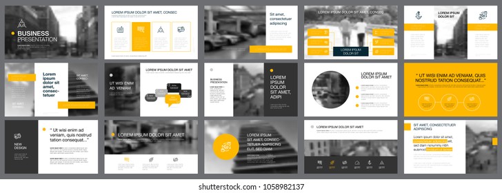 Yellow, white and black infographic design elements for presentation slide templates. Business and strategy concept can be used for corporate report, advertising, leaflet layout and poster design.