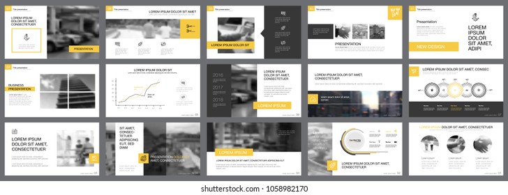 Yellow, white and black infographic design elements for presentation slide templates. Business and logistics concept can be used for corporate report, advertising, leaflet layout and poster design.