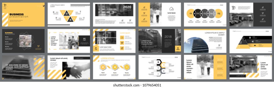 Yellow, white and black infographic design elements for presentation slide templates. Business and banking concept can be used for financial report, advertising, workflow layout and brochure design.