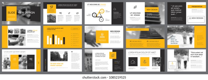 Elementos de diseño infográfico amarillo, blanco y negro para las plantillas de diapositivas de presentación. El concepto de negocio y contratación puede ser utilizado para reportes corporativos, publicidad, diseño de folletos y diseño de carteles.