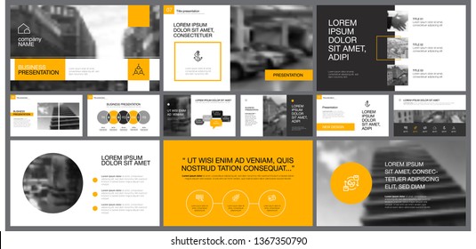 Yellow, white and black infographic design elements for presentation slide templates. Business and accounting concept can be used for corporate report, advertising, brochure layout and banner design.