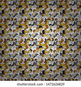 Yellow, white and black on colors. Vector illustration. Design wrapping and gift paper, greeting cards, banner and posters design. Abstract cute background. Doodles pattern.