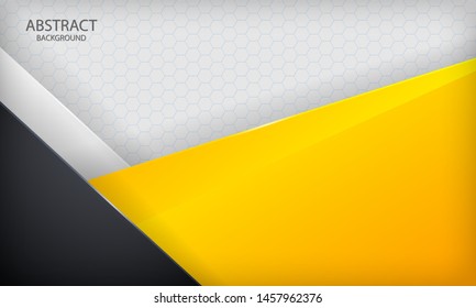 Yellow, white, black overlap background. Modern vector template.