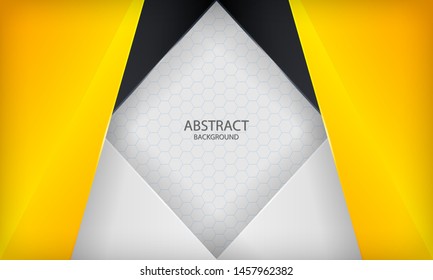 Yellow, white, black overlap background. Modern vector template.