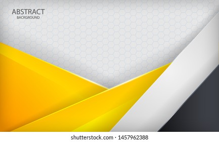 Yellow, white, black overlap background. Modern vector template.