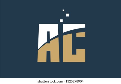 yellow white blue color alphabet letter AC A C logo combination design suitable for a company or business