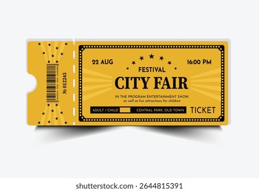 Yellow and white boarding pass template in flat design
