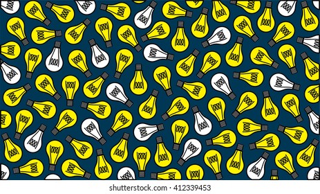 Yellow and White Bulbs on Blue Background