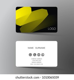 Yellow and white business card template design. With inspiration from the abstract. Contact card for company. Two sided on the gray background. Vector illustration.