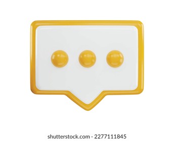 Un botón de chat amarillo y blanco con tres botones amarillos icono con una ilustración de un icono vectorial 3d
