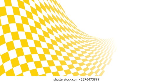 Yellow and white checkered abstract background. Race background with space for text. Racing flag vector illustration. Flag race background.  svg