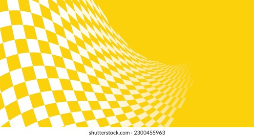 Yellow and white checkered abstract background. Race background with space for text. Racing flag vector illustration. Flag race background. 