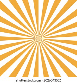 Yellow white color burst background. Rays background in retro style. Vector.	