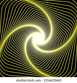 Yellow - White color themed Curved spiral vortex geometric abstract line background