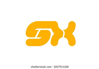 yellow white combination logo letter SX S X alphabet design icon for business. Suitable for company logotype 