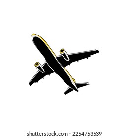 Yellow and white commercial airplane illustration