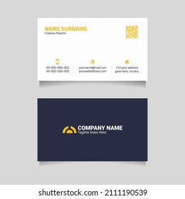 Yellow And White Corporate Business Card Design Clean And Simple Modern Visiting Card Template