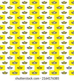 Yellow and white crown pattern pixel style for making handkerchiefs, shirts, dresses, tablecloths.