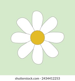 Vector de flores de margarita amarillo y blanco sobre un fondo de color diferente. Diseño dibujado a mano. Concepto de cultivo de manzanilla. Diseño plano. Ilustración vectorial. Archivo Eps 122.