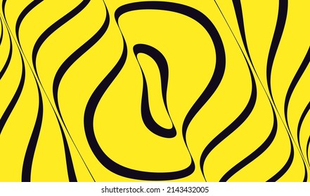 Yellow and white design. Pattern with optical illusion. Abstract striped background with ripple effect. Vector illustration.