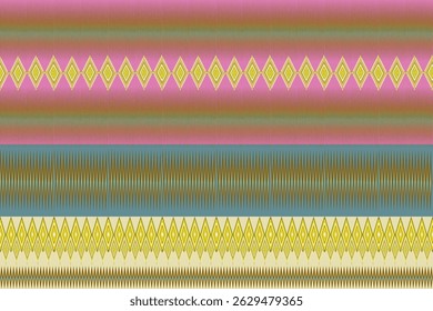 Yellow and white diamond pattern on a background  of blue pink and cream tones