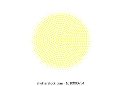 
Yellow white dotted halftone. Concentric circle halftone vector background. Golden dotted gradient. Retro futuristic texture. Yellow dot on transparent backdrop. Abstract modern design template